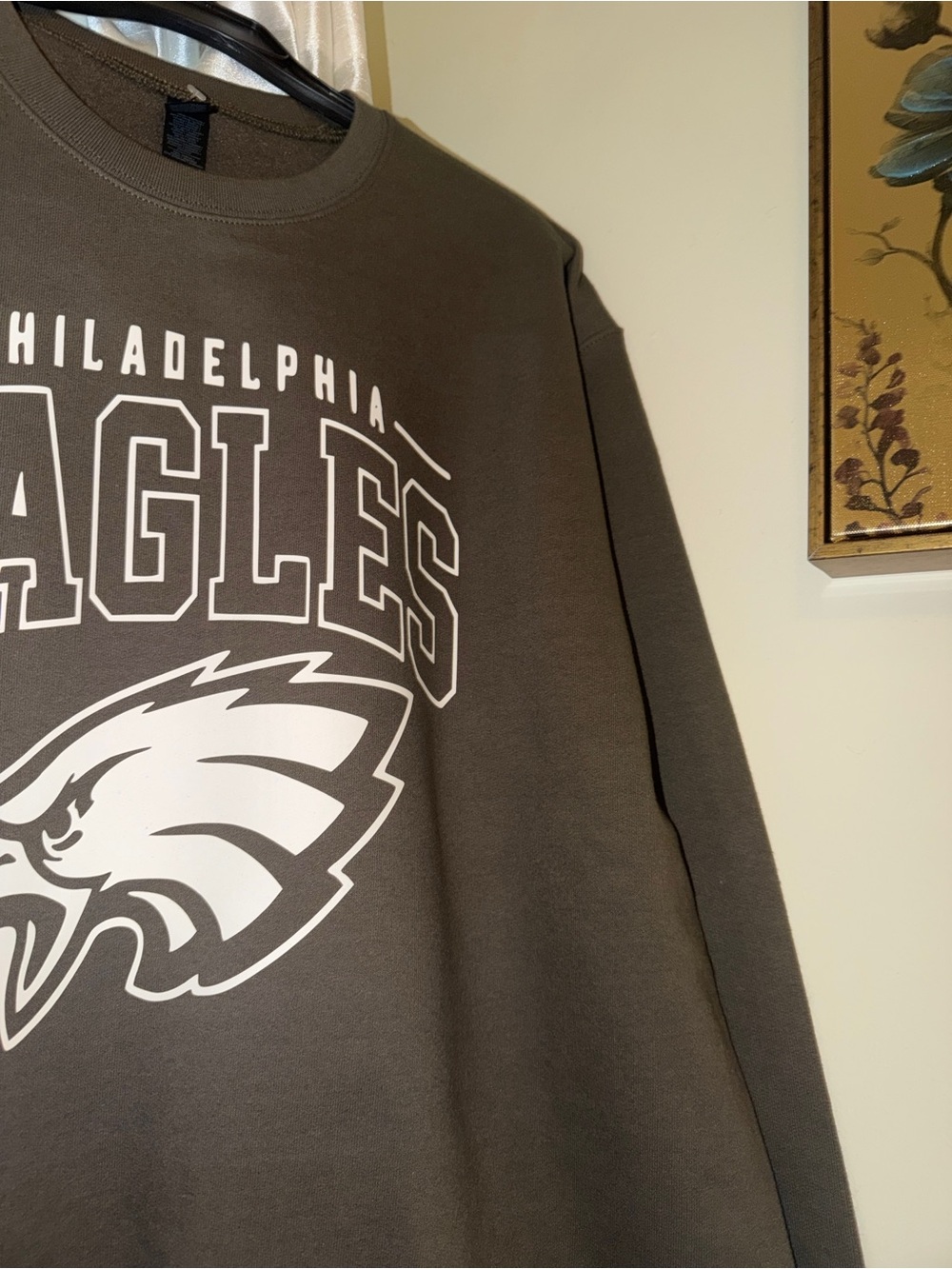 Gildan Philadelphia Eagles Crewneck Sweatshirt - Black with White Logo